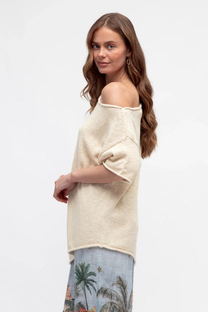 Gia Knit - Off Shoulder Top - Natural
