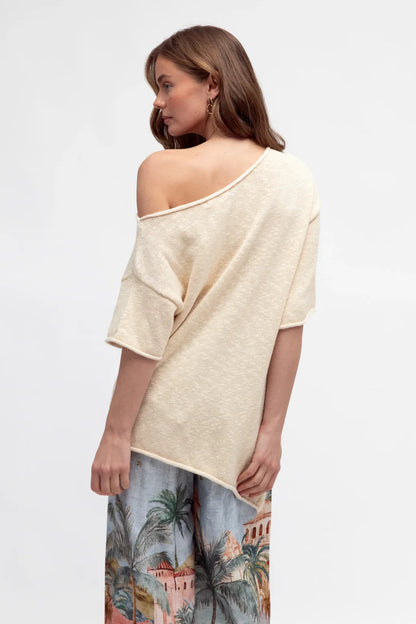 Gia Knit - Off Shoulder Top - Natural