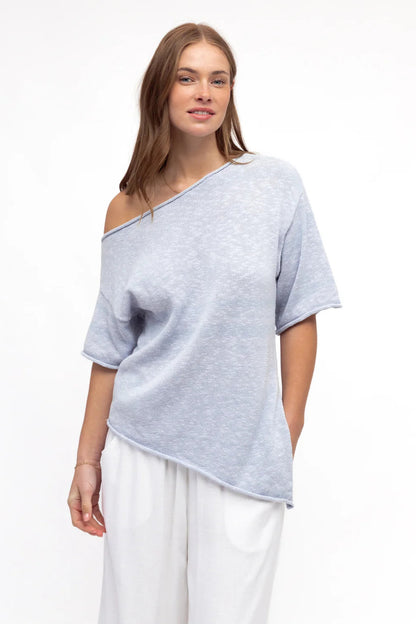 Gia Knit - Off Shoulder Top - Blue