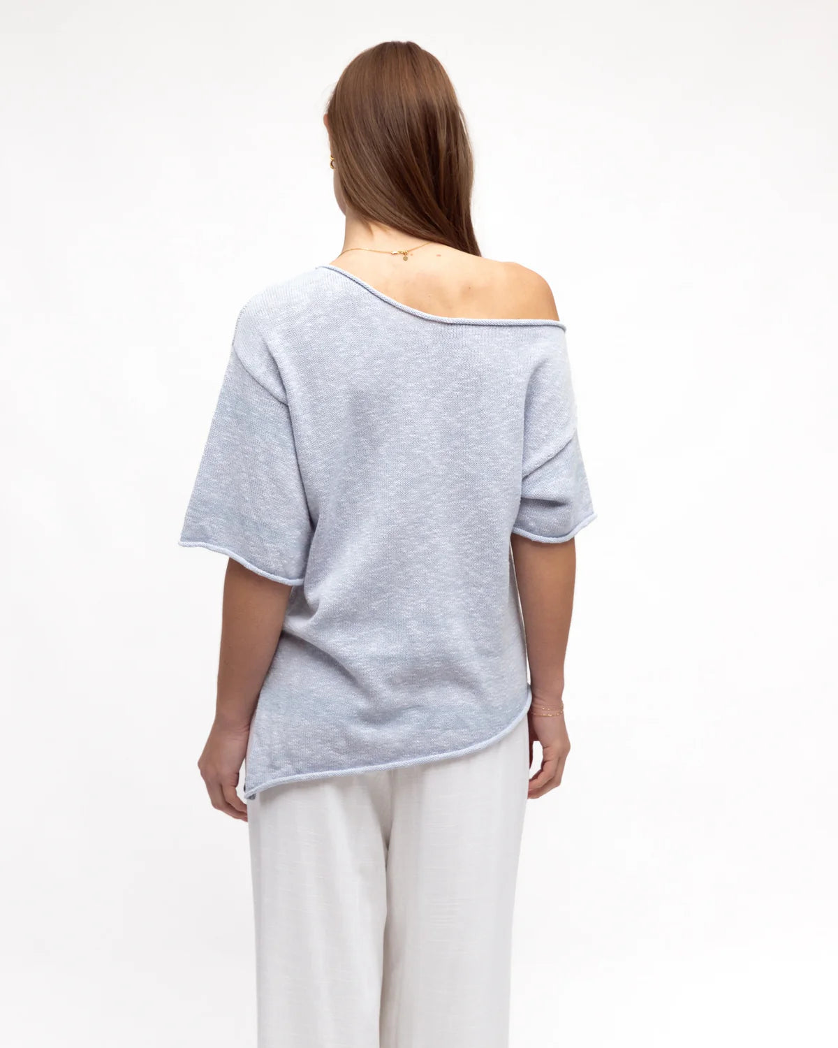 Gia Knit - Off Shoulder Top - Blue