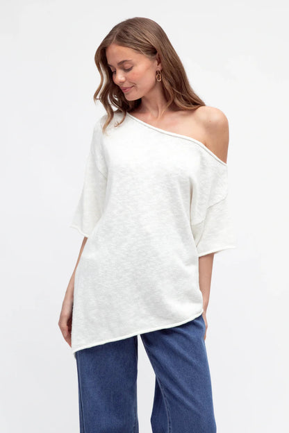 Gia Knit - Off Shoulder Top - White