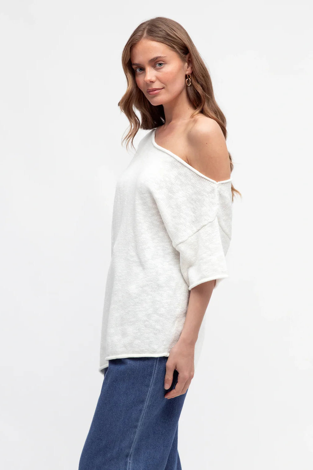 Gia Knit - Off Shoulder Top - White