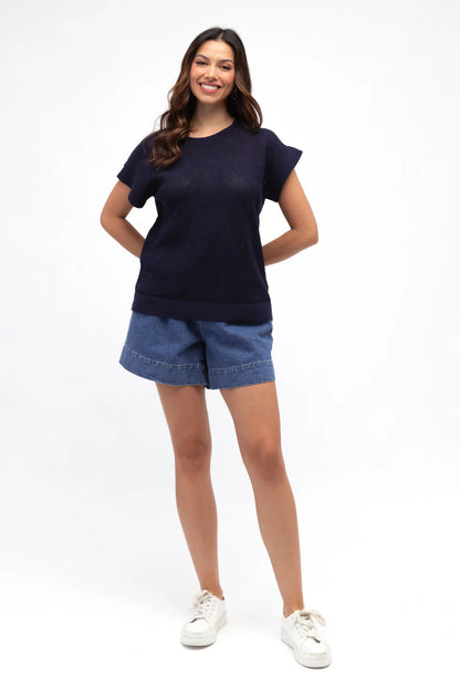 Nautical Star Knit Tee - Navy