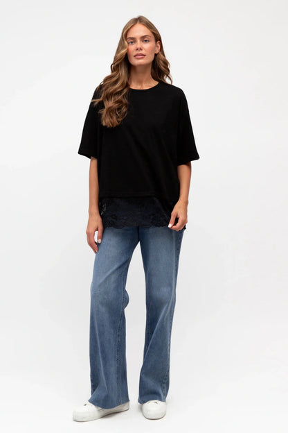 Roza Lace Tee - Black