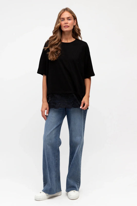 Roza Lace Tee - Black