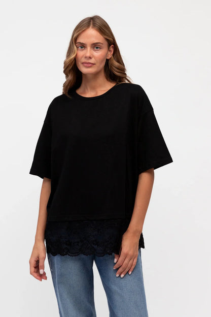 Roza Lace Tee - Black