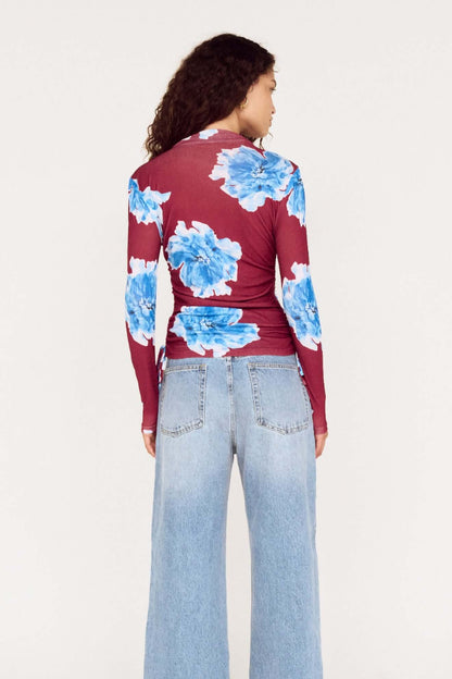 MINKPINK - Fiorella Mesh Top - Wine / Blue