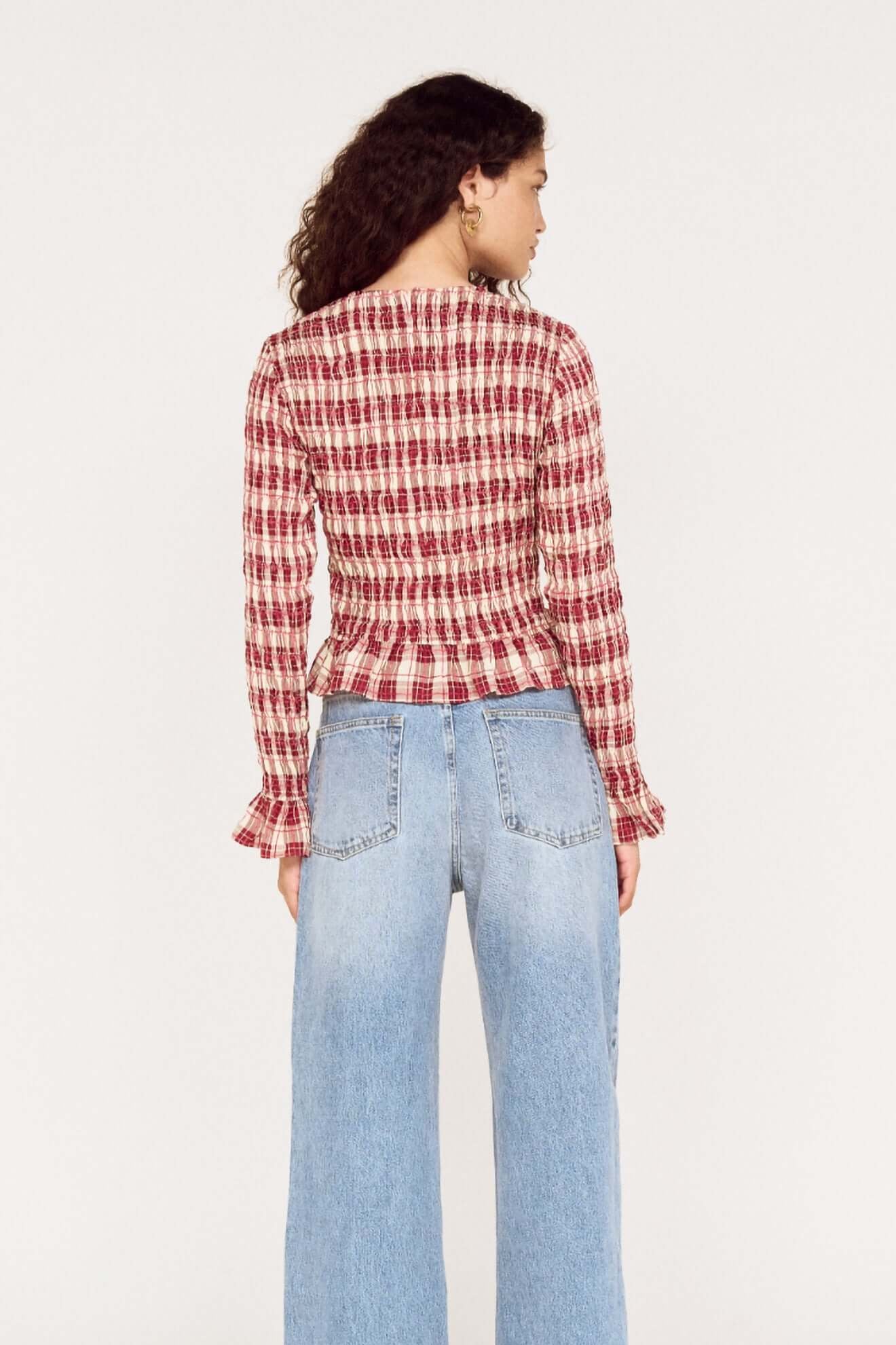 MINKPINK - Anouk Shirred Top - Check