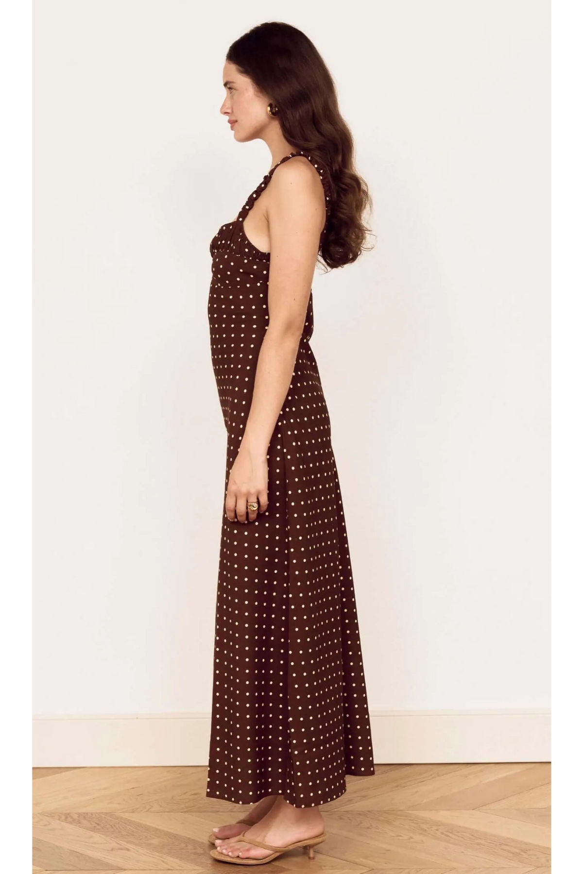MINKPINK - Orion Midi Dress - Choc/Polka Dot