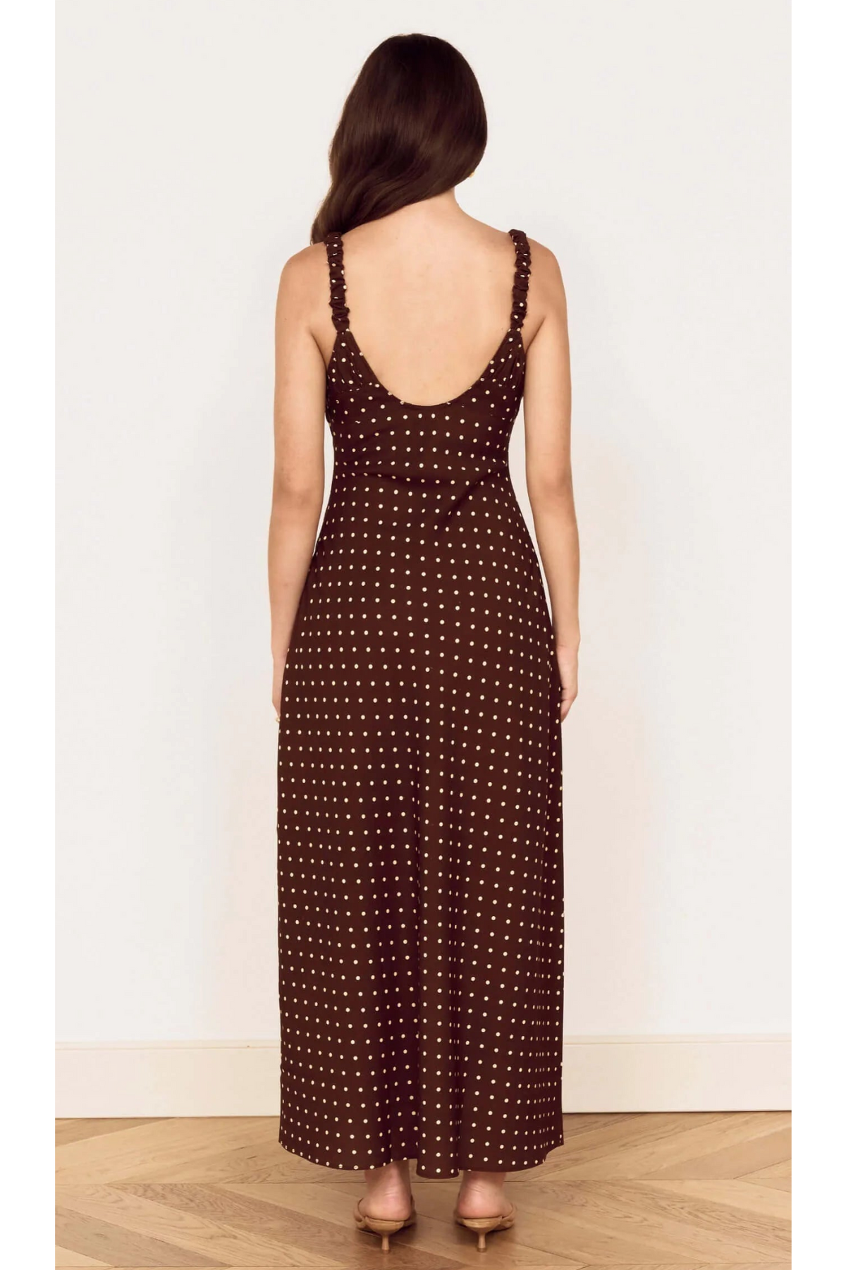 MINKPINK - Orion Midi Dress - Choc/Polka Dot