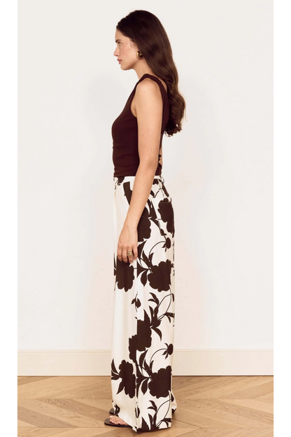 MINKPINK - Elodie Wide Leg Pant - Choc/Floral