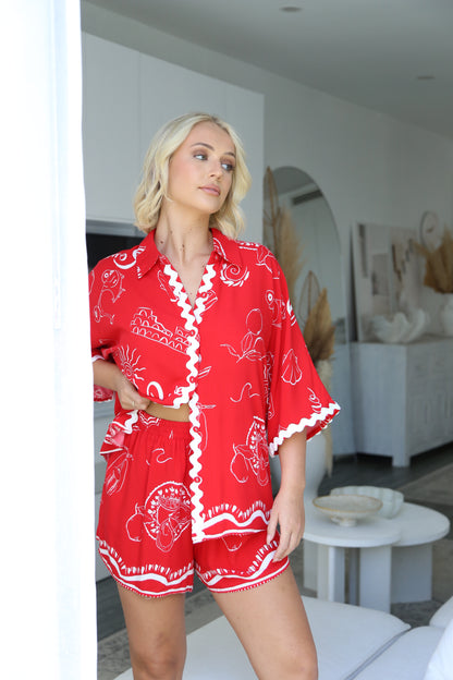 St Lucia Holiday Shorts -  Red