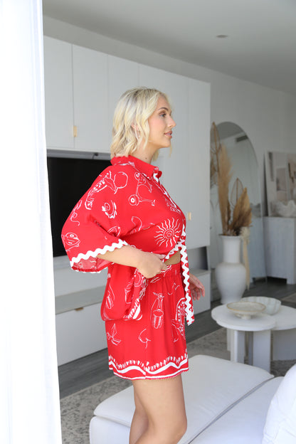 St Lucia Holiday Shorts -  Red