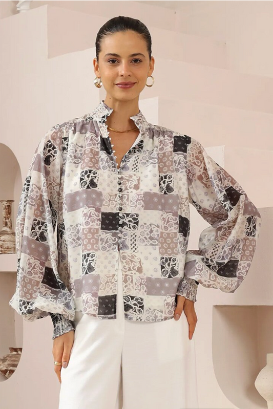 Zelda Blouse - Dusk Paisley Tile