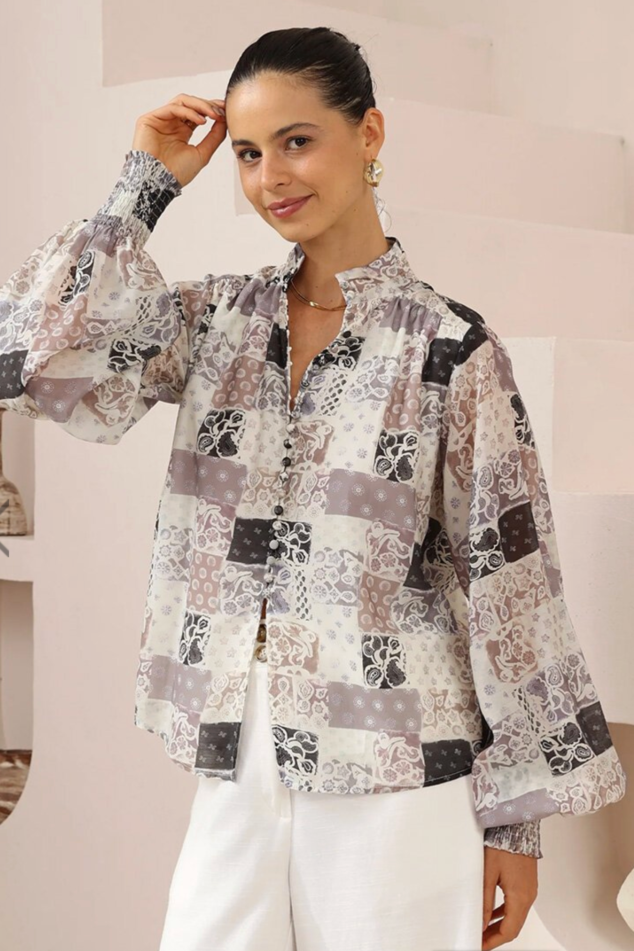 Zelda Blouse - Dusk Paisley Tile