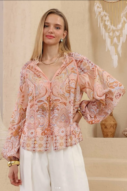 Zinnia Blouse - Pink/Paisley