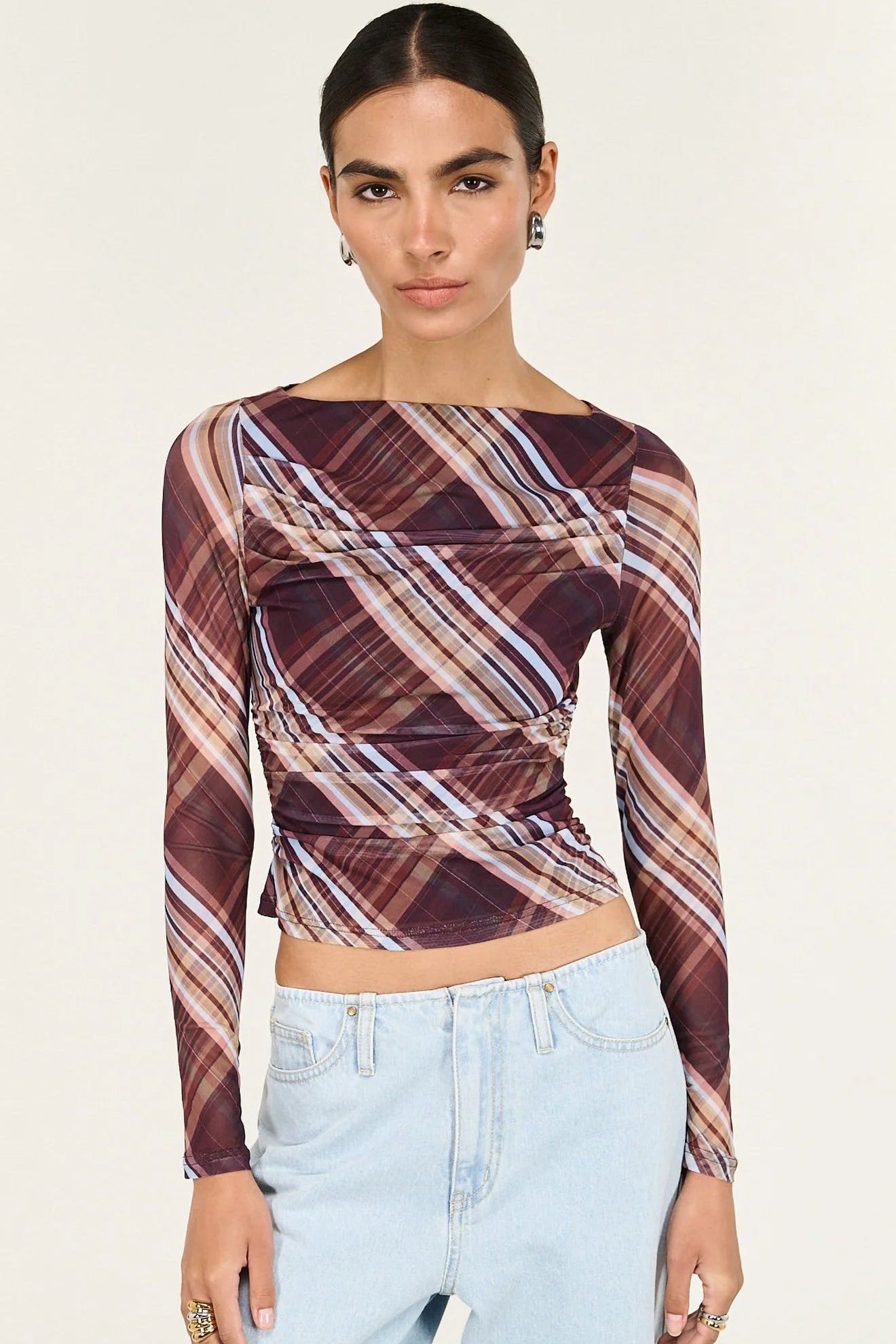 STAPLE THE LABEL - Arles Mesh Top - Check