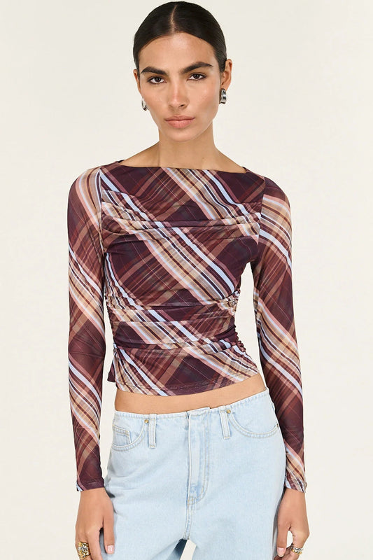 STAPLE THE LABEL - Arles Mesh Top - Check