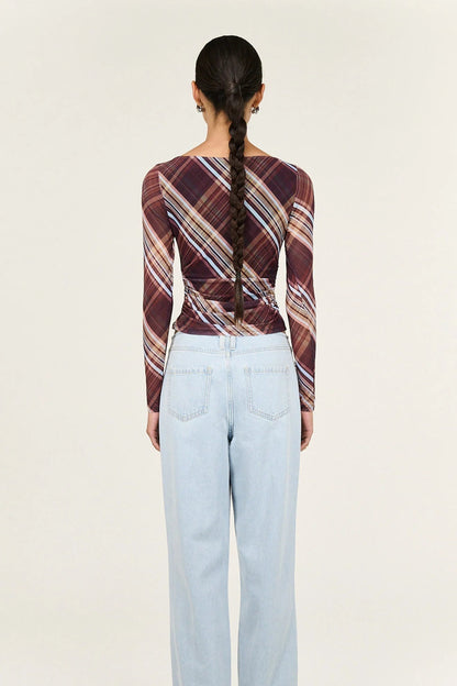 STAPLE THE LABEL - Arles Mesh Top - Check