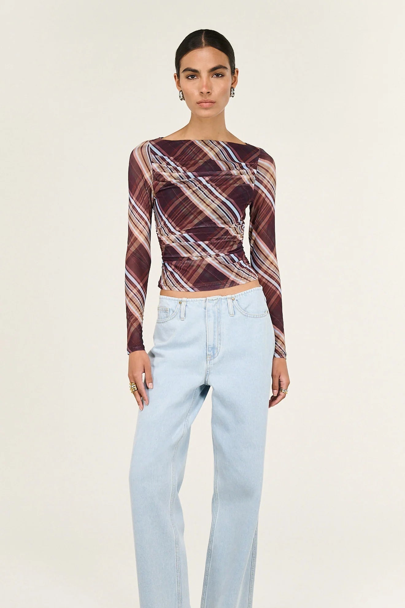 STAPLE THE LABEL - Arles Mesh Top - Check