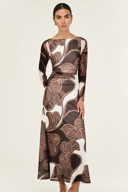 STAPLE THE LABEL - Ulla Mesh Midi Dress - Abstract