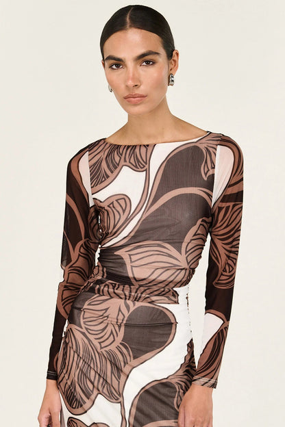 STAPLE THE LABEL - Ulla Mesh Midi Dress - Abstract