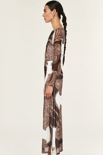 STAPLE THE LABEL - Ulla Mesh Midi Dress - Abstract