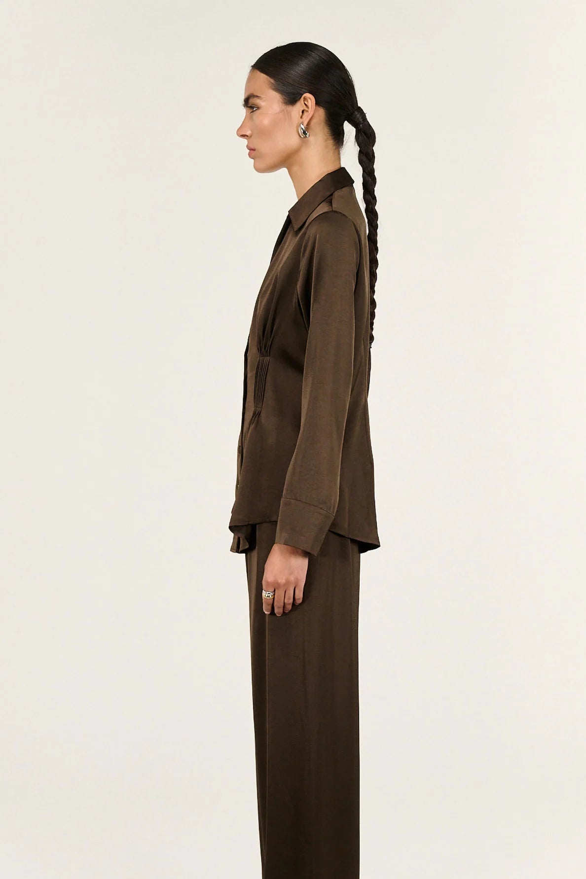 STAPLE THE LABEL - Solace Satin Shirt - Chocolate