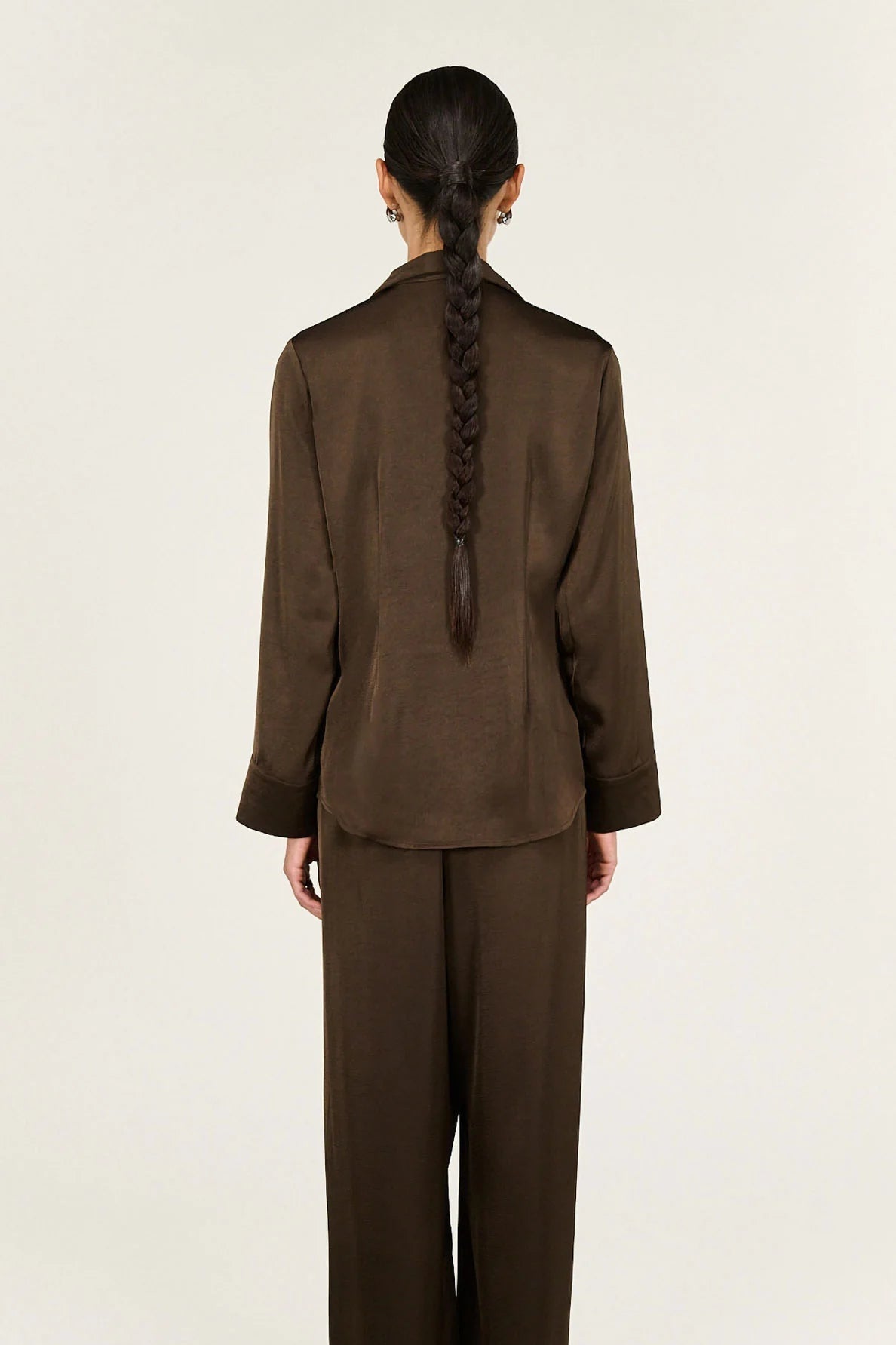 STAPLE THE LABEL - Solace Satin Shirt - Chocolate