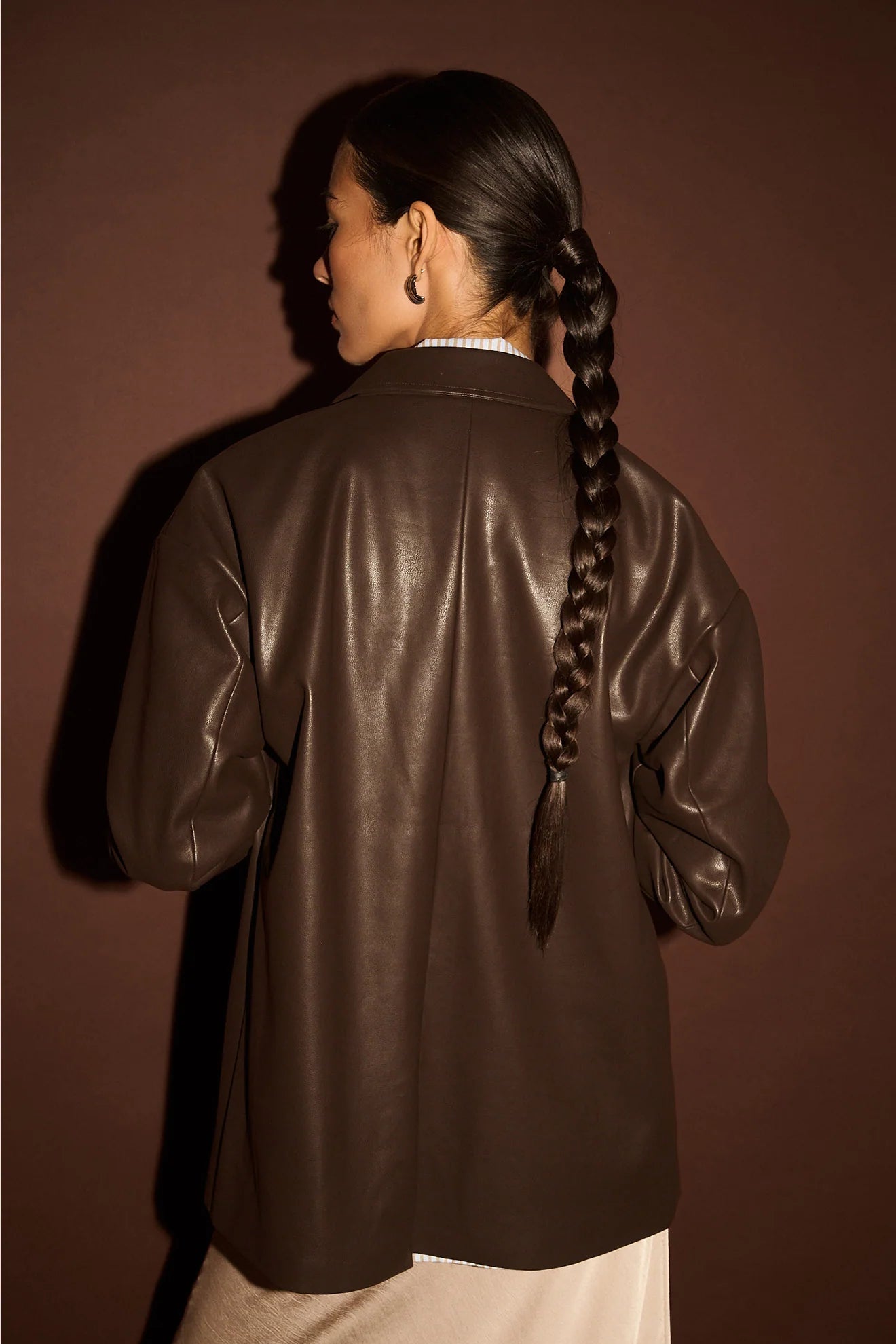 STAPLE THE LABEL - Freja Vegan Leather Jacket - Choc