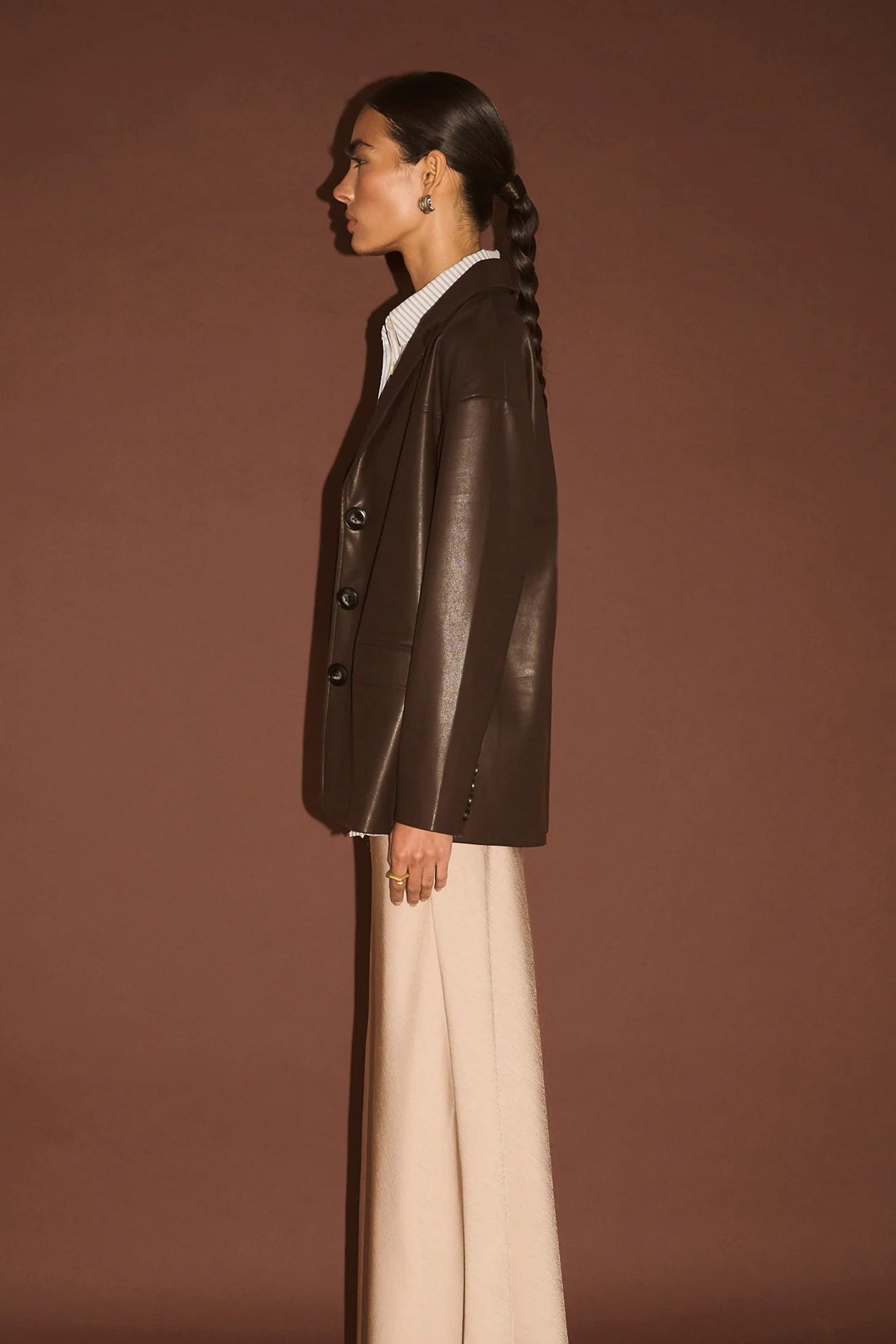 STAPLE THE LABEL - Freja Vegan Leather Jacket - Choc