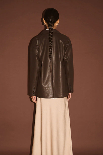 STAPLE THE LABEL - Freja Vegan Leather Jacket - Choc