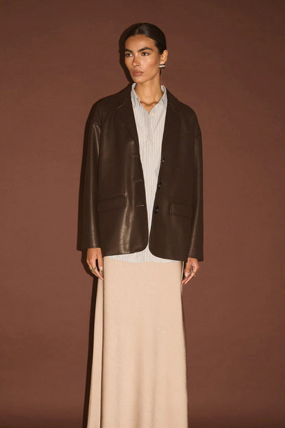 STAPLE THE LABEL - Freja Vegan Leather Jacket - Choc
