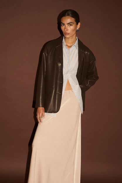 STAPLE THE LABEL - Freja Vegan Leather Jacket - Choc