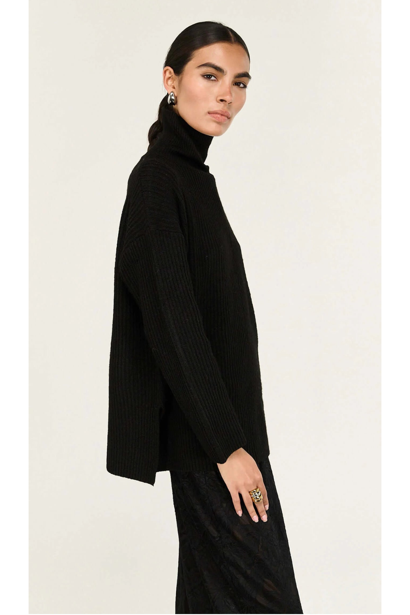 STAPLE THE LABEL - Sabine Roll Neck Jumper - Black