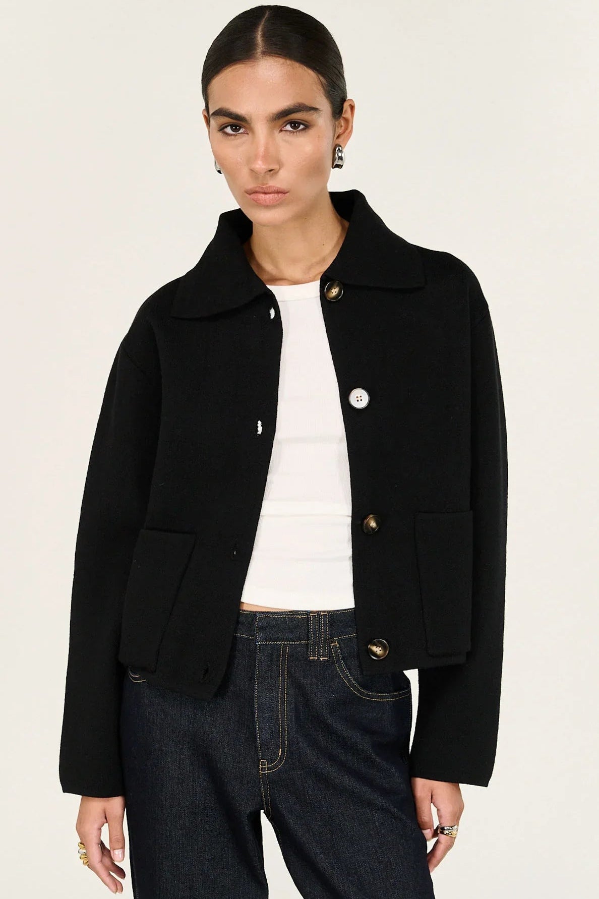 STAPLE THE LABEL - Aura Knit Barn Jacket - Black