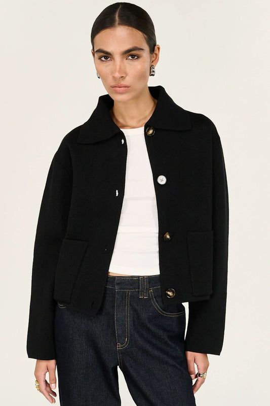 STAPLE THE LABEL - Aura Knit Barn Jacket - Black