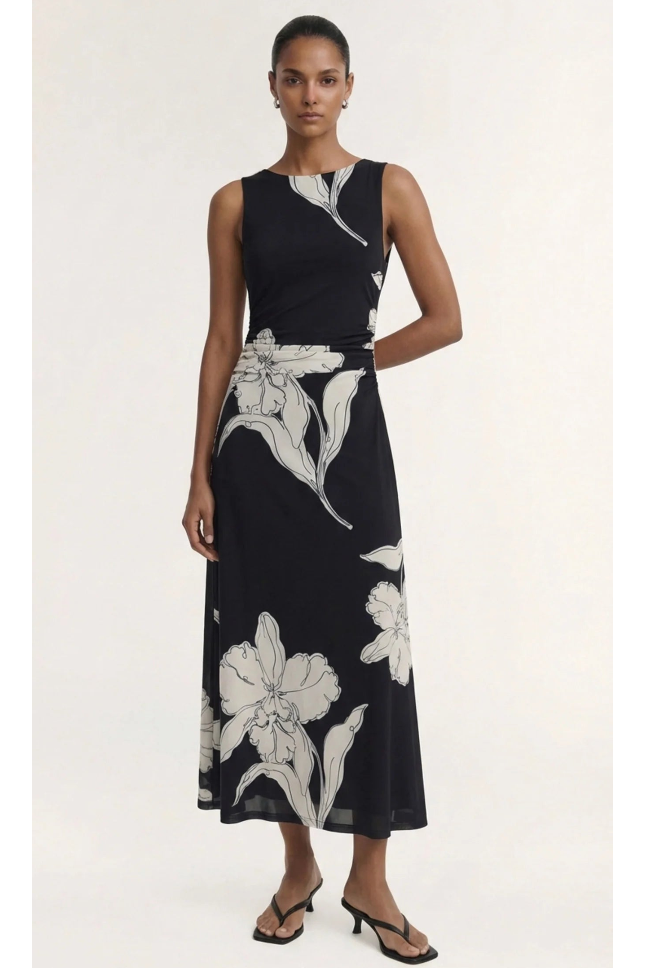 STAPLE THE LABEL - Veda Mesh Midi Dress - Black/Floral