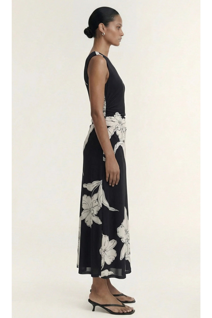 STAPLE THE LABEL - Veda Mesh Midi Dress - Black/Floral