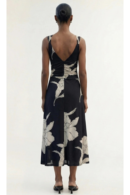 STAPLE THE LABEL - Veda Mesh Midi Dress - Black/Floral