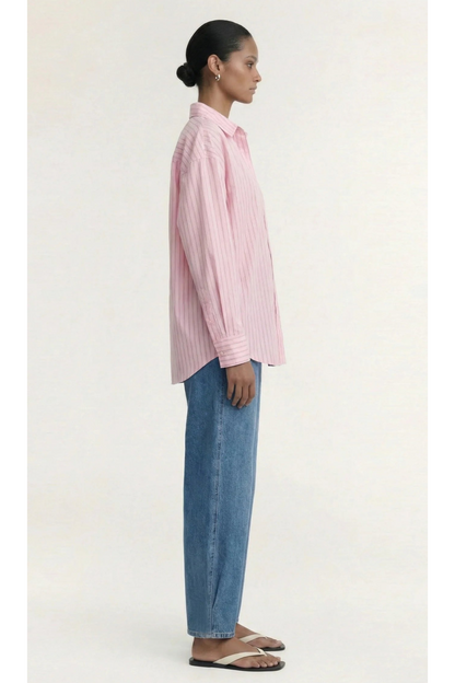 STAPLE THE LABEL - Kari Oversized Shirt - Pink/White Stripe