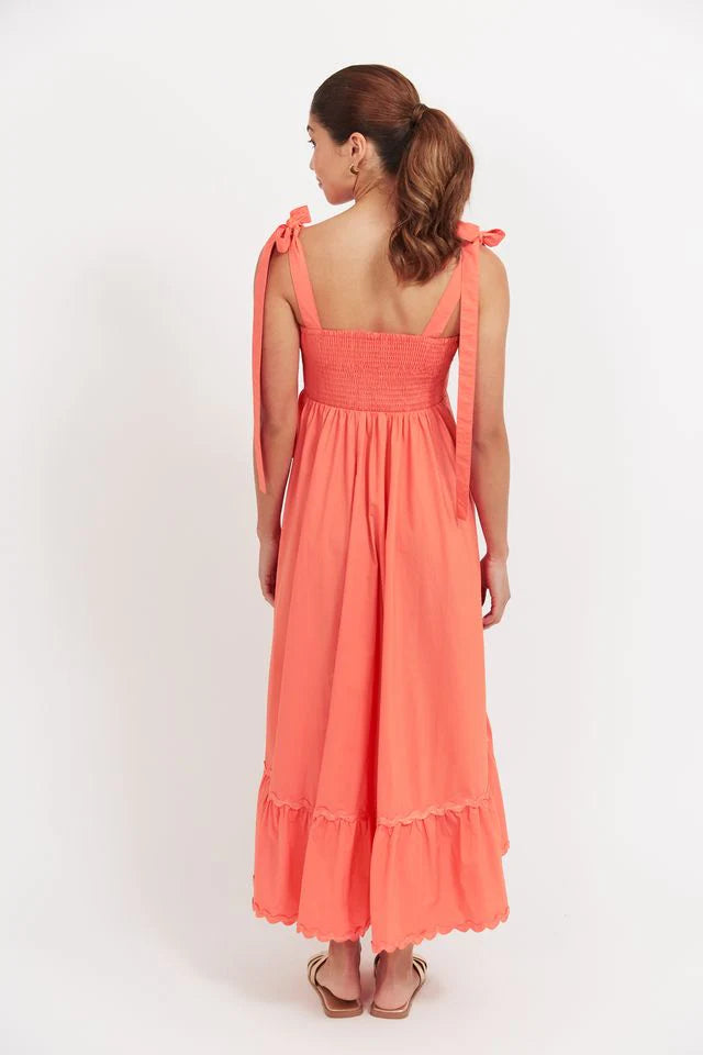 Haven - Brasilia Tie Maxi Dress - Coral