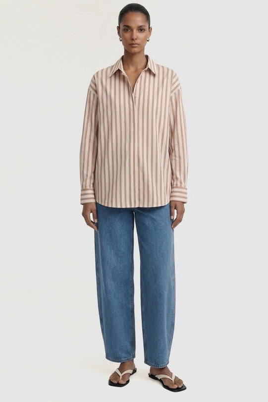 STAPLE THE LABEL - Solace Oversized Shirt - Tan/White