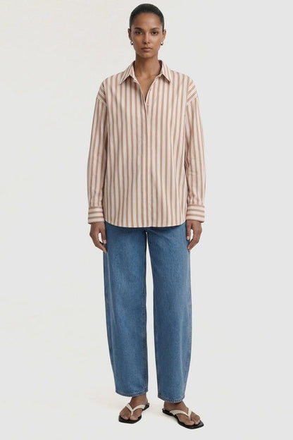STAPLE THE LABEL - Solace Oversized Shirt - Tan/White