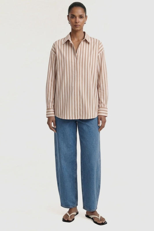 STAPLE THE LABEL - Solace Oversized Shirt - Tan/White