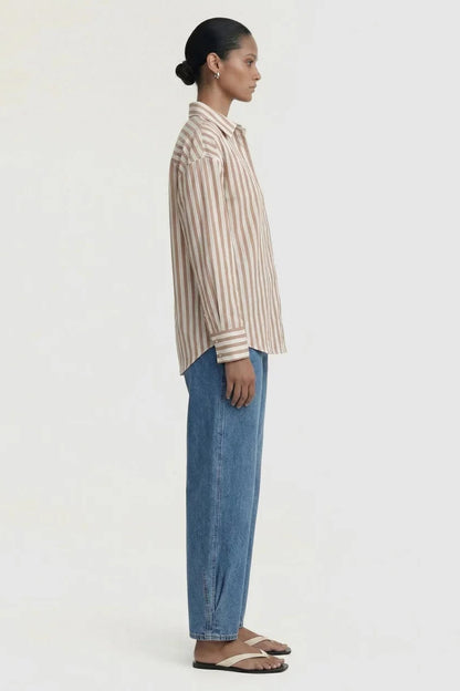 STAPLE THE LABEL - Solace Oversized Shirt - Tan/White
