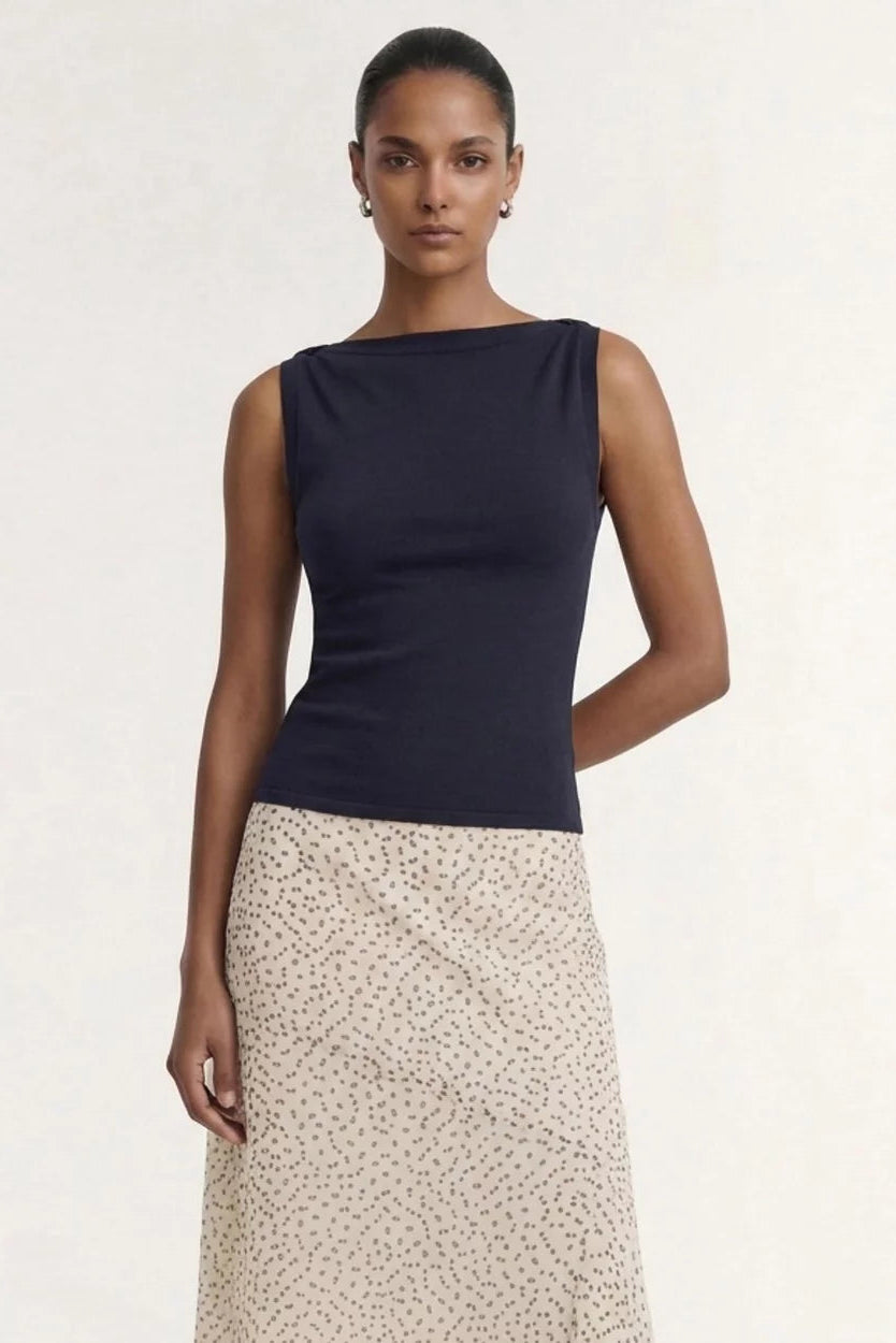 STAPLE THE LABEL - Leno Twist Knit Tank - Navy