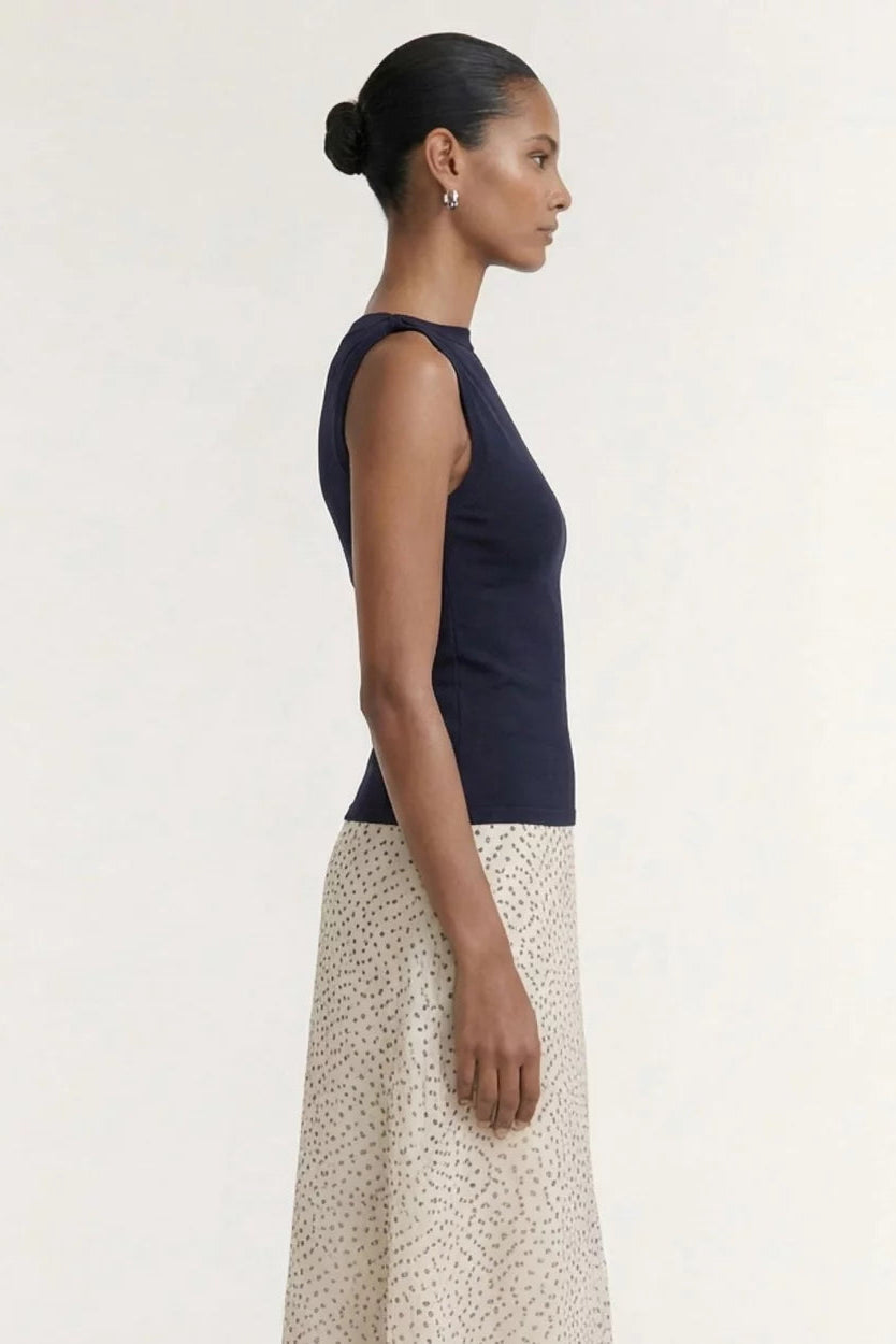 STAPLE THE LABEL - Leno Twist Knit Tank - Navy