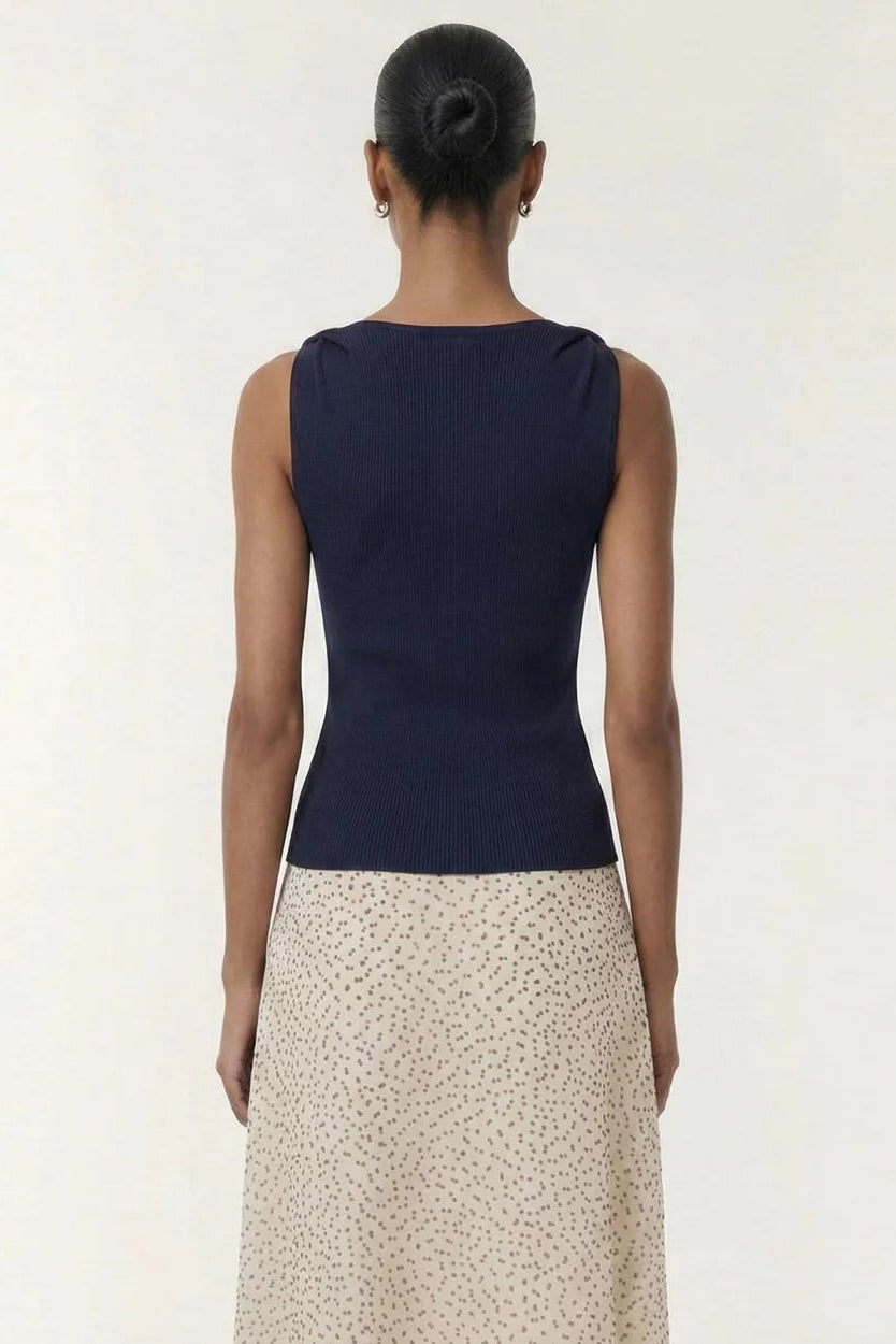 STAPLE THE LABEL - Leno Twist Knit Tank - Navy