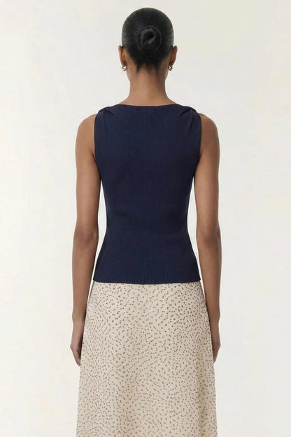 STAPLE THE LABEL - Leno Twist Knit Tank - Navy